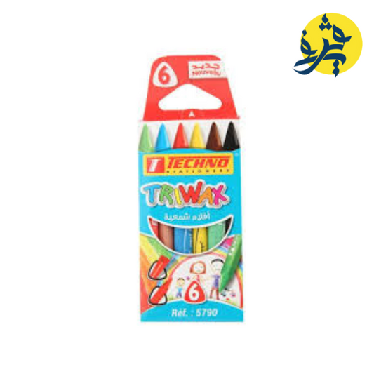 Crayons  a cire  TRIWAX  de 6 pièces effaçable - TECHNO REF.5790