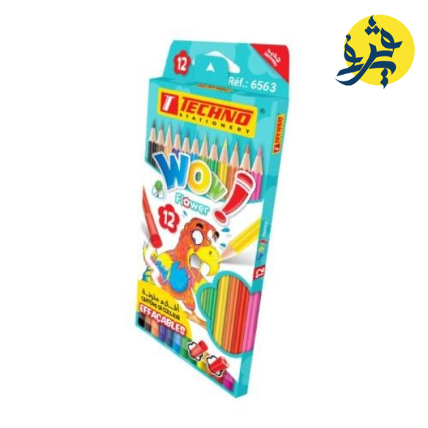 Crayons de couleur "WOW" FLOWER de 12 pièces effaçable - TECHNO