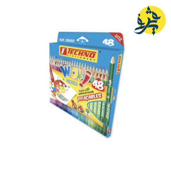 Crayons de couleu "WOW" de 48pièces effaçable  - TECHNO