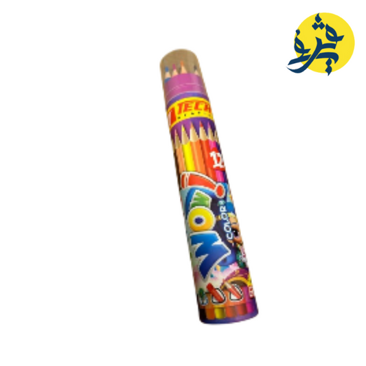 Crayons de couleu "WOW" de 12 pièces effaçable boite ronde - TECHNO REF.7314