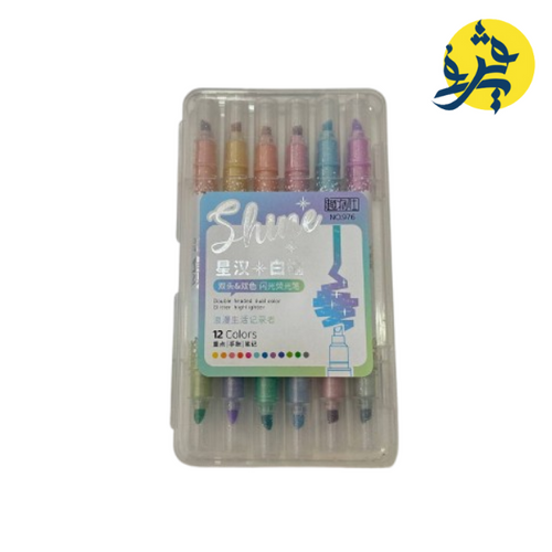 Charger l&#39;image dans la visionneuse de la galerie, Boite de 6 surligneur double tete 12 couleurs glitter - VISION

