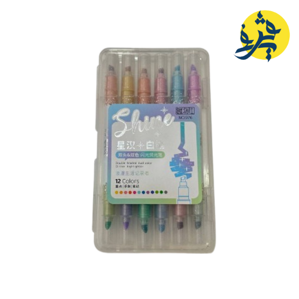 Boite de 6 surligneur double tete 12 couleurs glitter - VISION