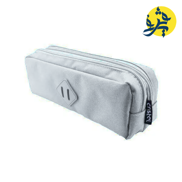 Trousse rectangulaire double poche Gris - CRISTAL