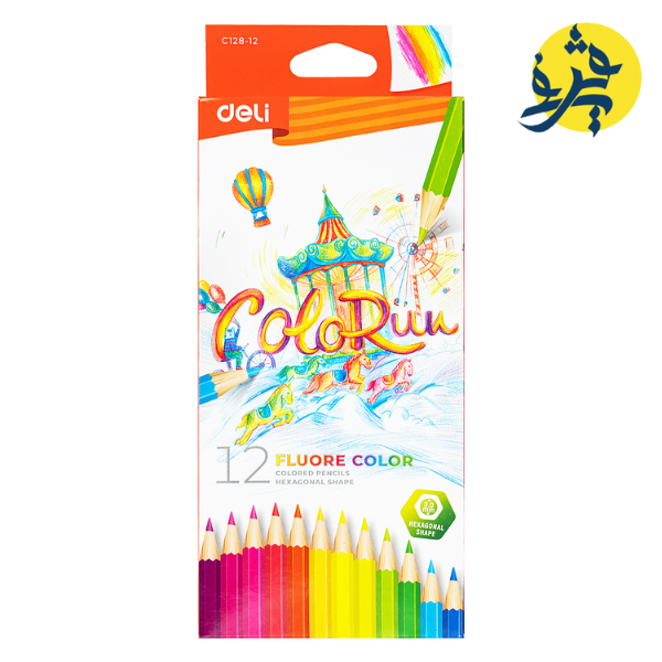 Boite de 12 Crayons de couleur FLUO COLORUN  - Deli