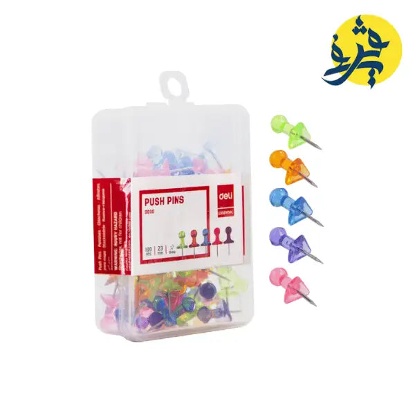 Boite de 100 pcs punaises couleur translucide - DELI