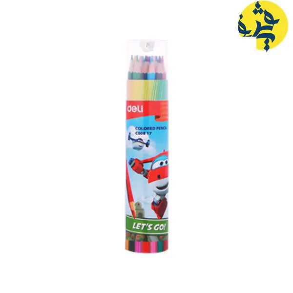 Crayons de couleur "SUBER WINGS"  de 12 pièces effaçable boite ronde - deli