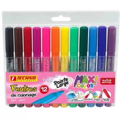 Feutre de coloriage jumbo pochette de 12 - TECHNO