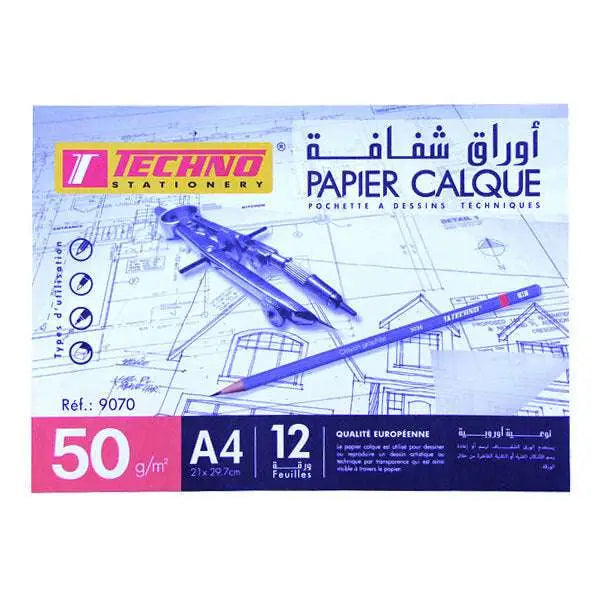 Pochette Papier Calque 12F A4 50 g TECHNO