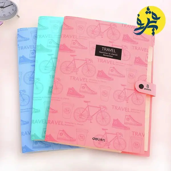 Porte documents mignon A4 8 soufflets -DELI - BLEU