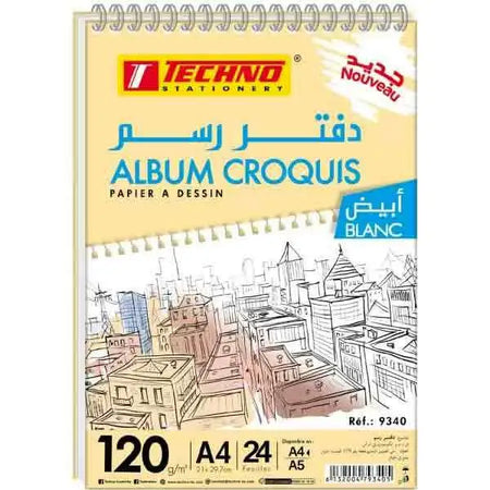 ALBUM CROQUIS 24F A4 21x29.7cm 120g TECHNO