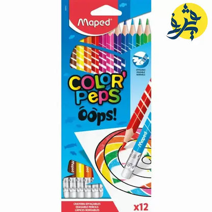 Boite de 12 cayons de couleur long et effaçable - Maped