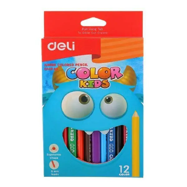 Boite de 12 crayons de couleur Color Kids Jumbo deli - Guerfi Store