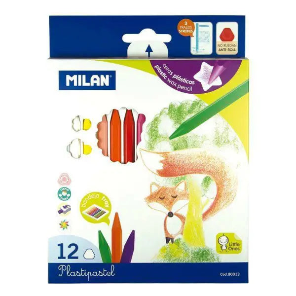 Boite de 12 plastipastel  " crayon couleur en cire " MILAN - Guerfi Store
