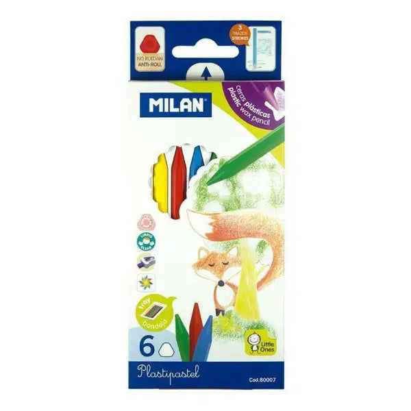 Boite de 6 plastipastel  " crayon couleur en cire " MILAN - Guerfi Store