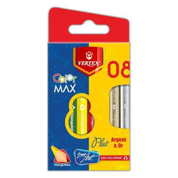 Crayon de Couleur Color Max Mini Triangulaire 08 Crayons Vertex - Guerfi Store
