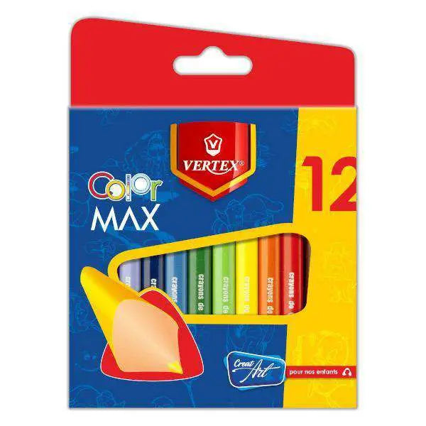 Crayon de Couleur Color Max Mini Triangulaire 12 Crayons Vertex - Guerfi Store