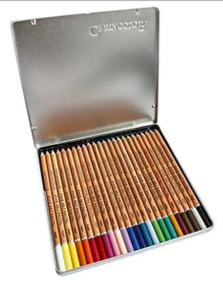 Boîte métallique 24 crayons de couleur pastel Cretacolor