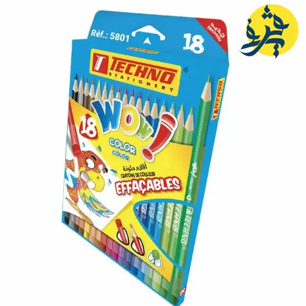 Crayon de couleurs de 18 pièces effaçable WOW -TECHNO