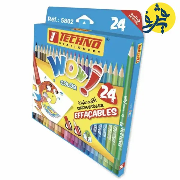 Crayon de couleurs de 24 pièces effaçable WOW -TECHNO
