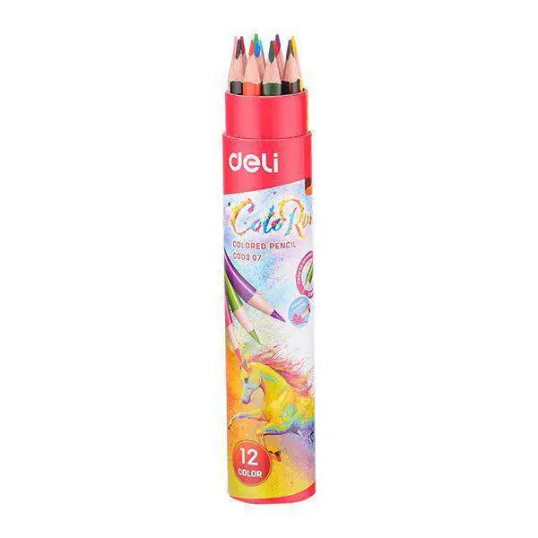 Crayons couleur de 12 GM (boite ronde +taille crayon) deli - Guerfi Store