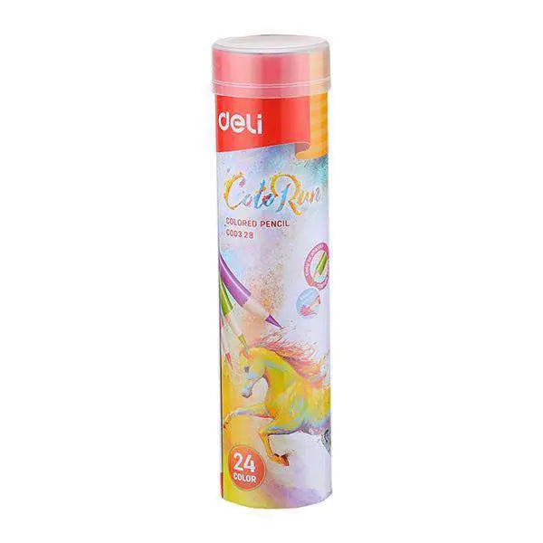 Crayons couleur de 24 GM (Boite metallique ronde) DELI - Guerfi Store
