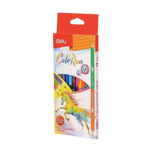 Crayons de couleur  de 12 GM  Duo -COLO RUN - deli - Guerfi Store