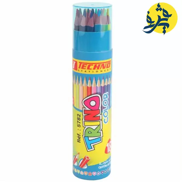 Crayons de couleur TRINO boite ronde de 18 pièces - TECHNO
