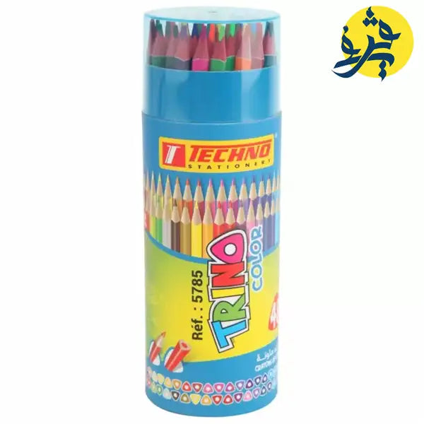 Crayons de couleur TRINO boite ronde de  48 pièces "TECHNO"