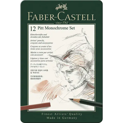 Faber Castell - 12 Pitt Monochrome Set Crayons - Guerfi Store