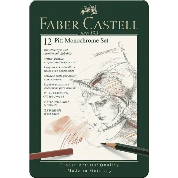 Faber Castell - 12 Pitt Monochrome Set Crayons - Guerfi Store