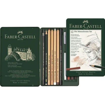 Faber Castell - 12 Pitt Monochrome Set Crayons - Guerfi Store