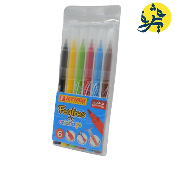 Feutres de coloriage pointe fine pochette de 6 -TECHNO -