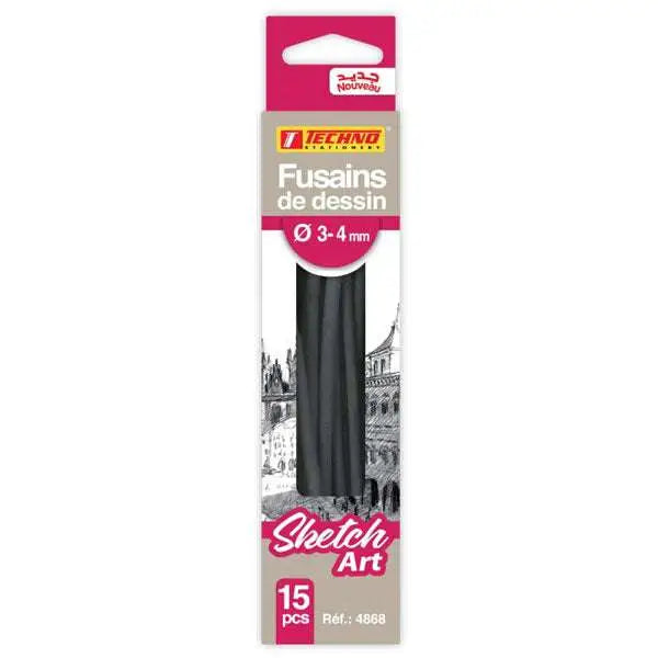 FUSAINS DE DESSIN 3-4mm_BOITES 15 PCS TECHNO