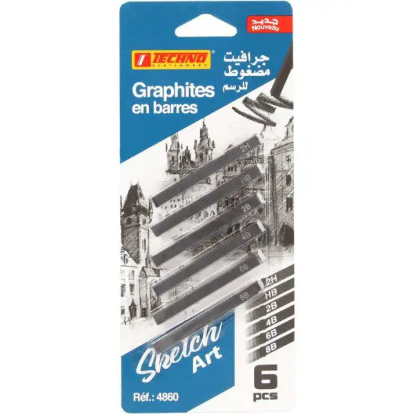 GRAPHITES EN BARRES CARTE DE 6 PCS_ TECHNO