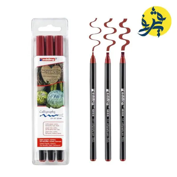 Lot de 3 stylos de calligraphie Rouge Carmin 1255 - Edding