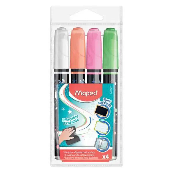 Maped Marqueur effaçable multi-surfaces en étui PVC de 4