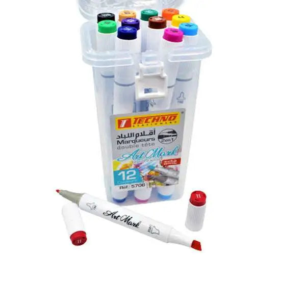 Marqueurs double tête ArtMark 12 couleurs - Techno