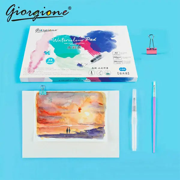 Paquet de 24 papiers dessin Aquarelle A4 230g -Giorgione