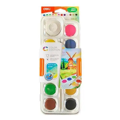 Peinture Aquarelle palette de 12 PCS -COLOR EMOTION DELI-