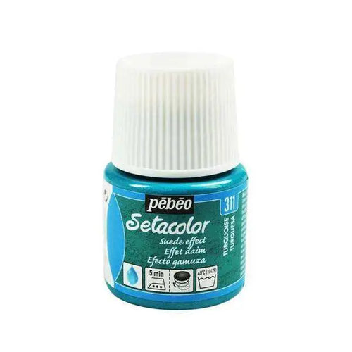 Charger l&#39;image dans la visionneuse de la galerie, Peinture Tissu Setacolor Effet daim Turquoise 45ml S - Guerfi Store
