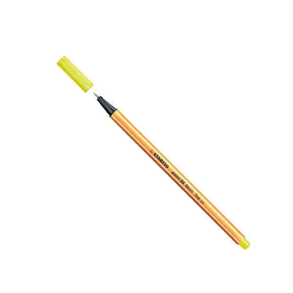 Stylo pointe fine 0.4mm STABILO couleur Jaune NEON